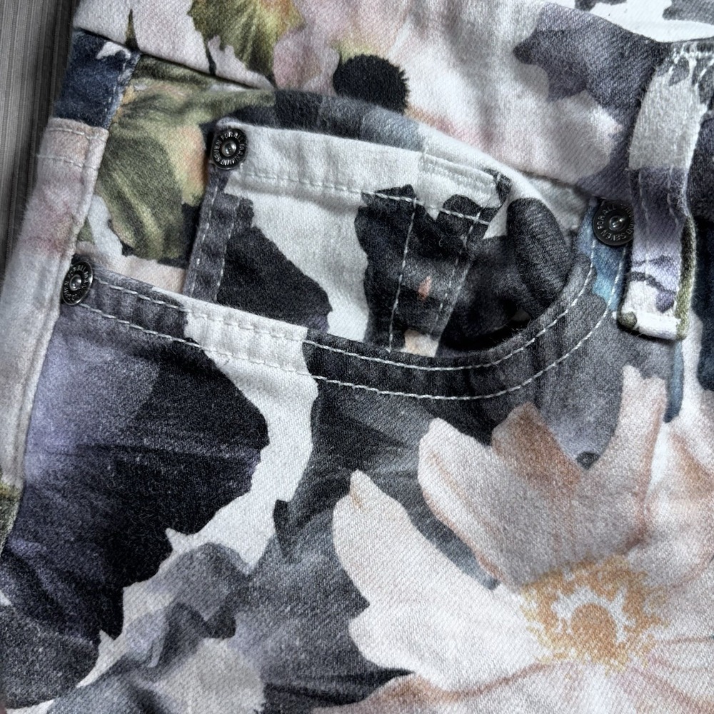 7 For All Mankind Floral Print Ankle Skinny Jeans Size 32 Made In USA - Picture 3 of 14